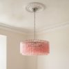 Handblown Murano Triedri Chandelier – 391 Triedri Glass under an ornate ceiling rose