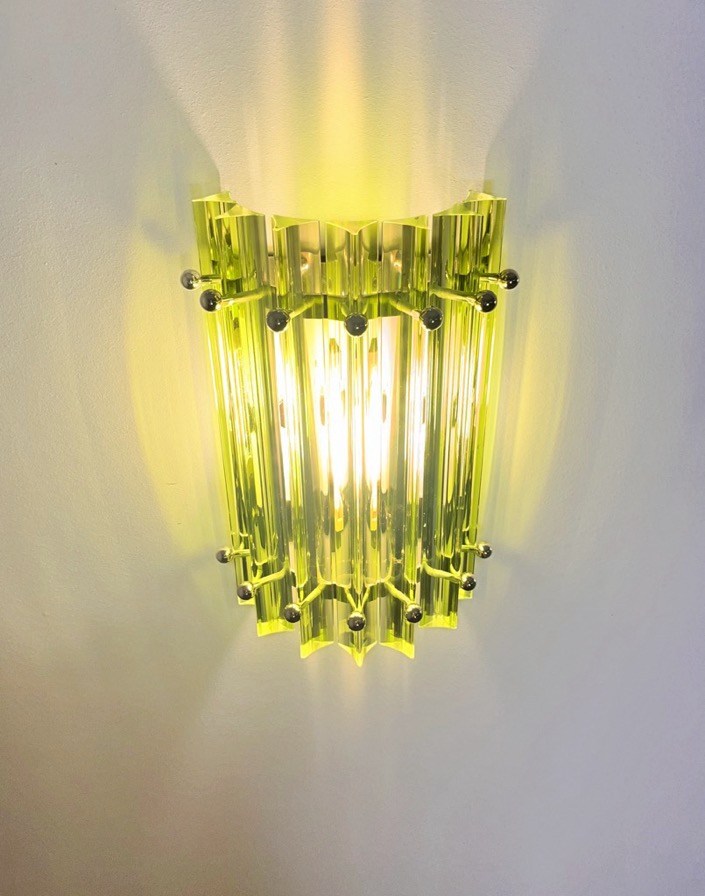 Handblown Murano Triedri Column Wall Sconce – Set of 2 in green glass