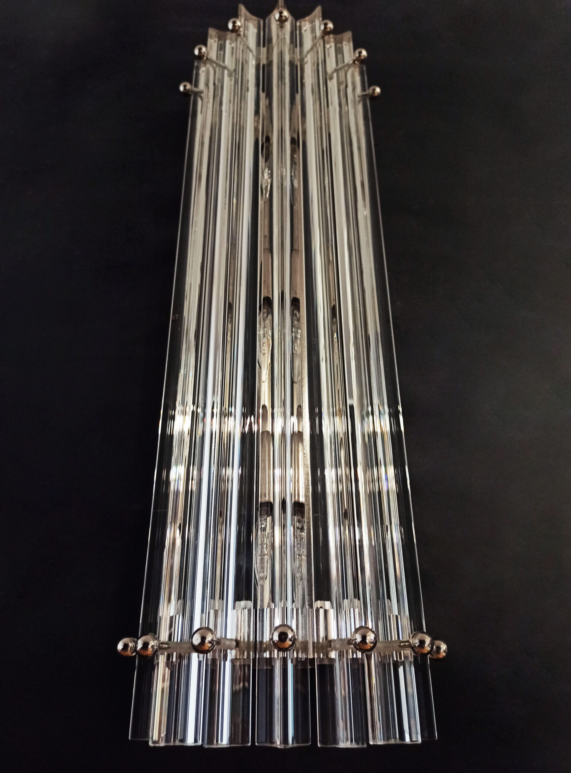 Handblown Murano Triedri Column Wall Sconce – Set of 2 in transparent glass