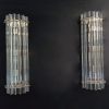 Handblown Murano Triedri Column Wall Sconce – Set of 2 in transparent glass