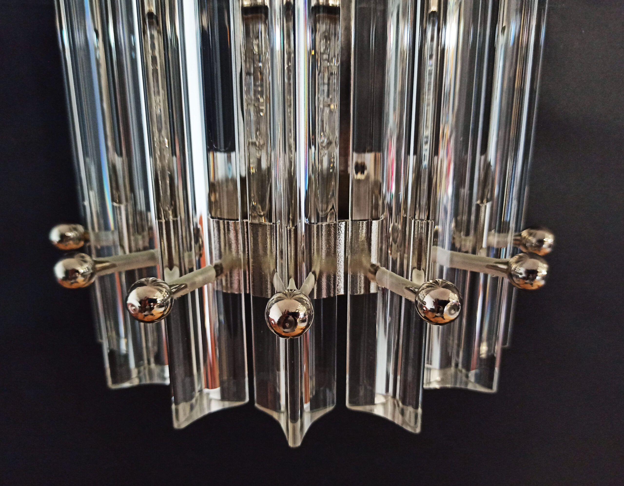 Handblown Murano Triedri Column Wall Sconce – Set of 2 in transparent glass
