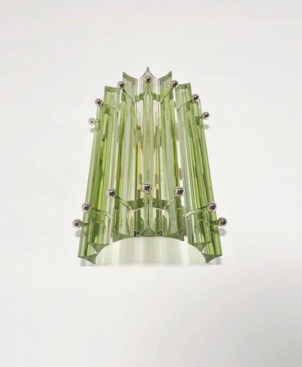 Handblown Murano Triedri Column Wall Sconce – Set of 2 in green glass