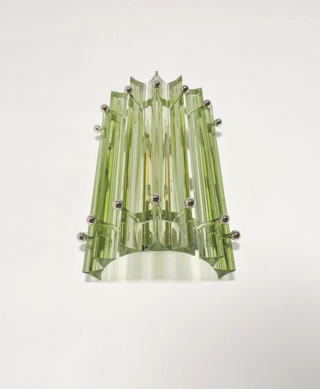 Handblown Murano Triedri Column Wall Sconce – Set of 2 in green glass