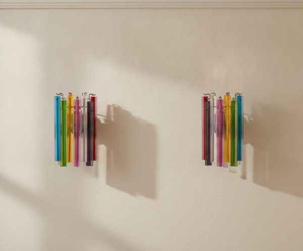 Handblown Murano Triedri Wall Sconce – 9 Triedri Glass – Set of 2 mounted on the wall