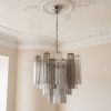 Handblown Murano Tubular Chandelier – 18 Glass Prisms under an ornate ceiling rose