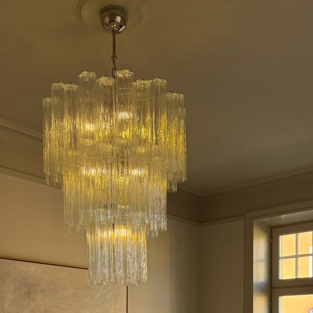 Handblown Murano Tubular Chandelier – 48 Glass Prisms — ODO Items