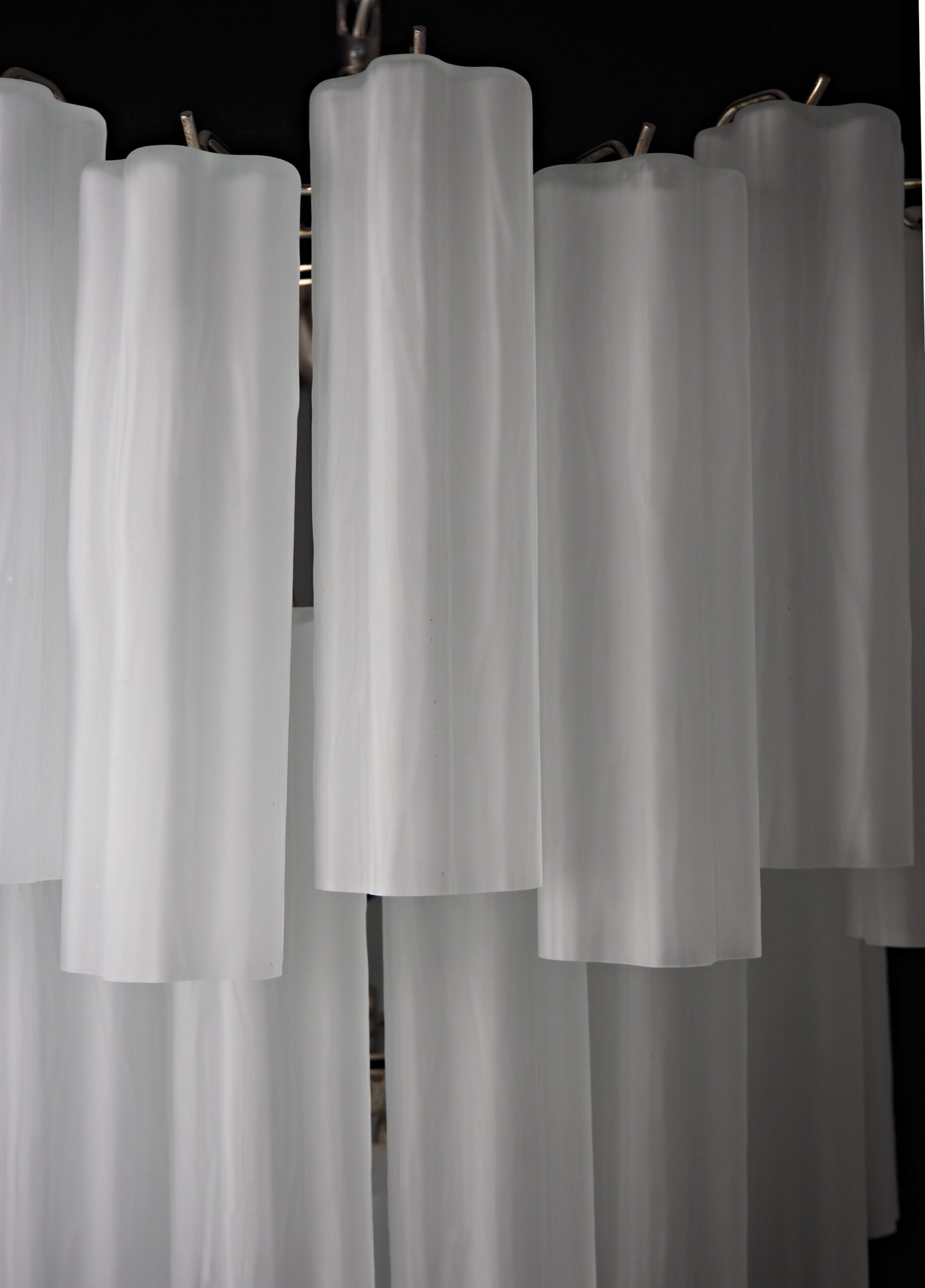 Handblown Murano Tubular Chandelier – 52 Glass Prisms in etched glass