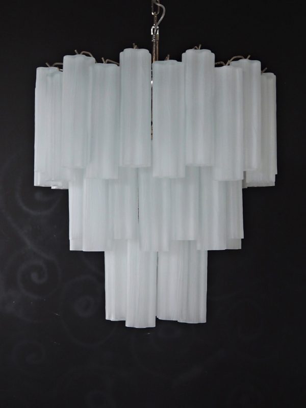 Handblown Murano Tubular Chandelier – 52 Glass Prisms in etched glass