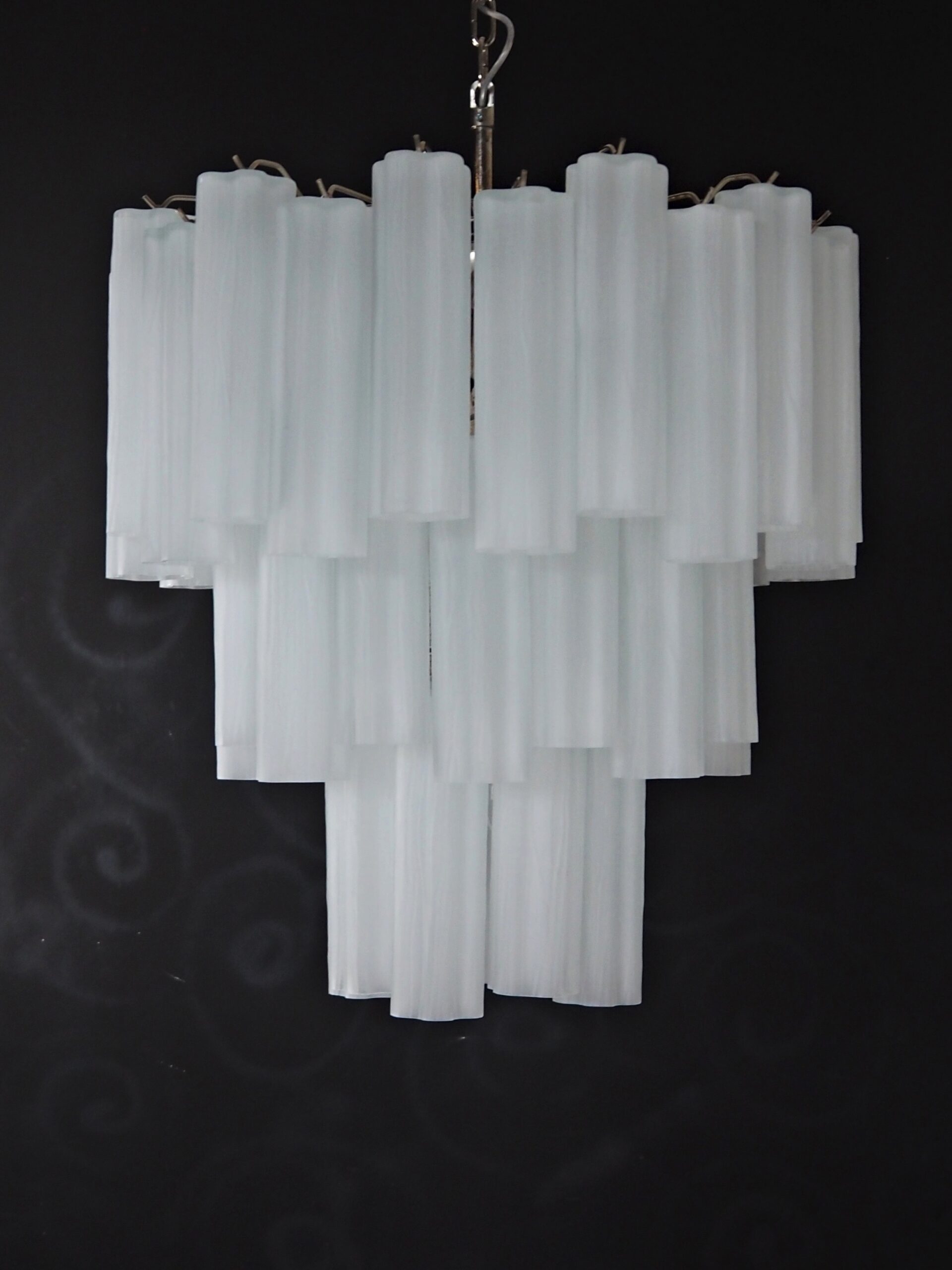 Handblown Murano Tubular Chandelier – 52 Glass Prisms in etched glass