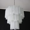 Handblown Murano Tubular Chandelier – 52 Glass Prisms in etched glass