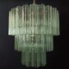 Handblown Murano Tubular Chandelier – 52 Glass Prisms in green glass