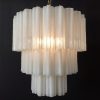Handblown Murano Tubular Chandelier – 52 Glass Prisms in white glass