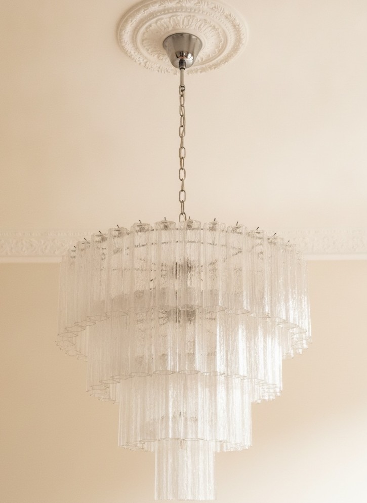 Murano Tubular Chandelier – 78 Glass Prisms