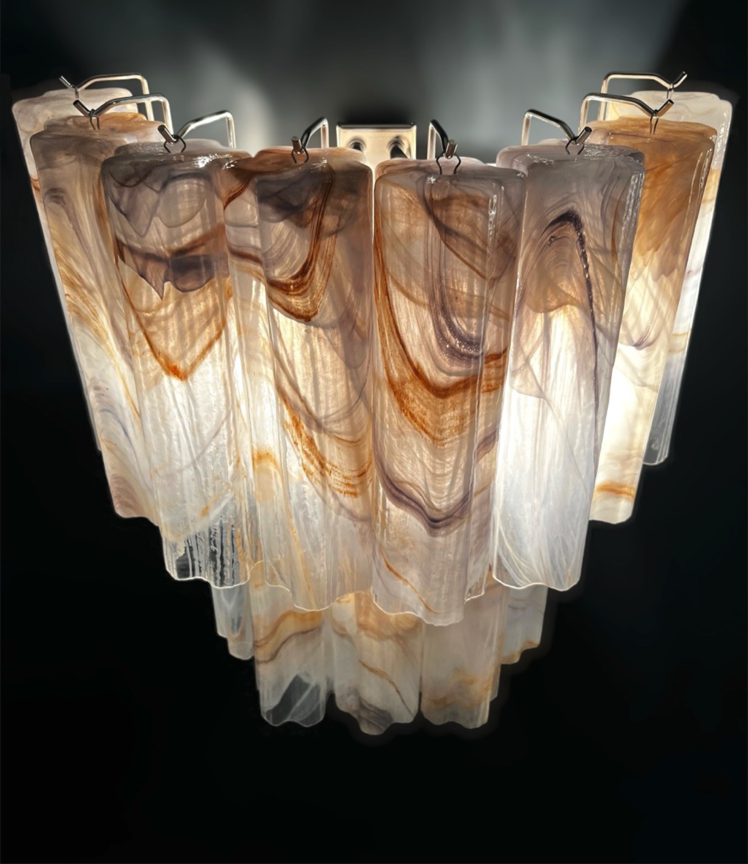 Handblown Murano Tubular Wall Sconce – 13 Glass Tubes – Set of 2 in wisteria glass