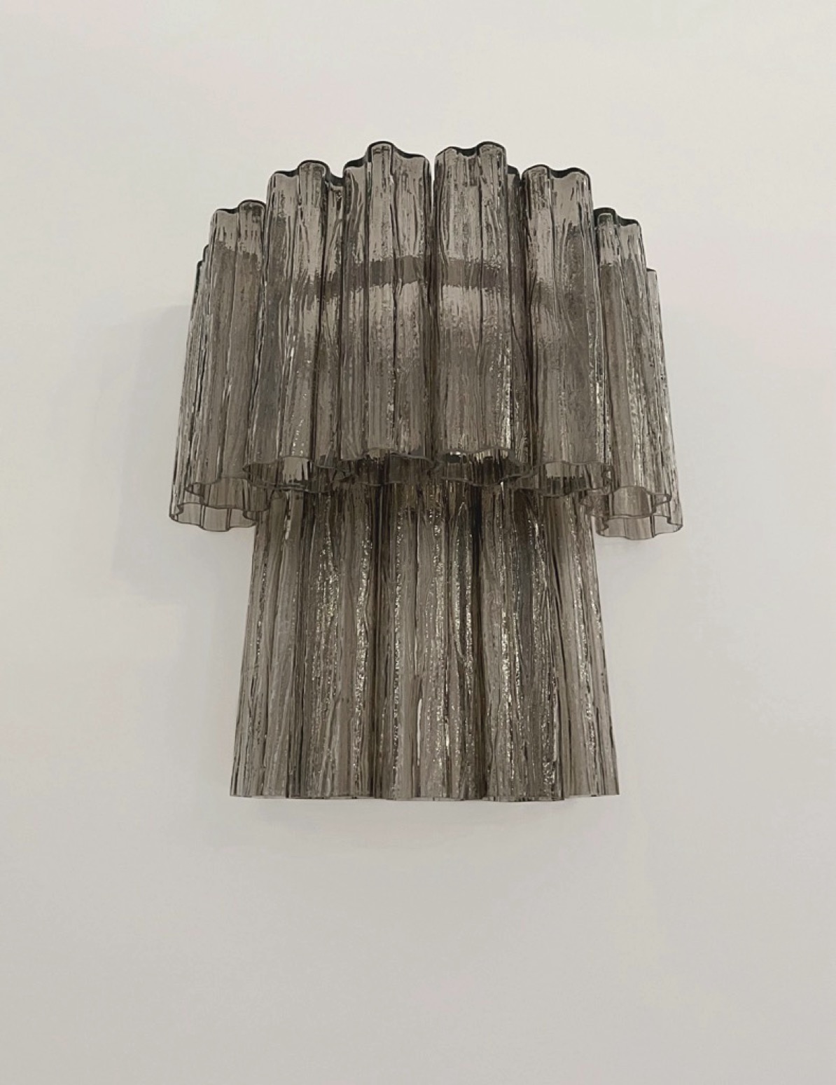 Handblown Murano Tubular Wall Sconce – 13 Glass Tubes – Set of 2 in smoked glass