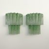 Handblown Murano Tubular Wall Sconce – 13 Glass Tubes – Set of 2 in green-alabaster glass