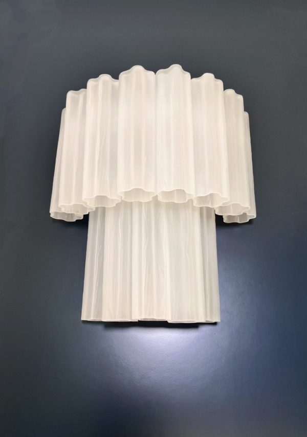 Handblown Murano Tubular Wall Sconce – 13 Glass Tubes – Set of 2 in etched glass