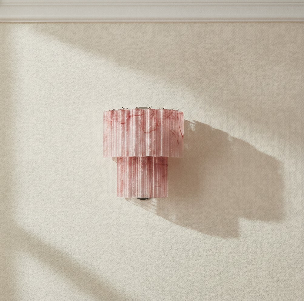 Handblown Murano Tubular Wall Sconce – 13 Glass Tubes – Set of 2 — single sconce on the wall
