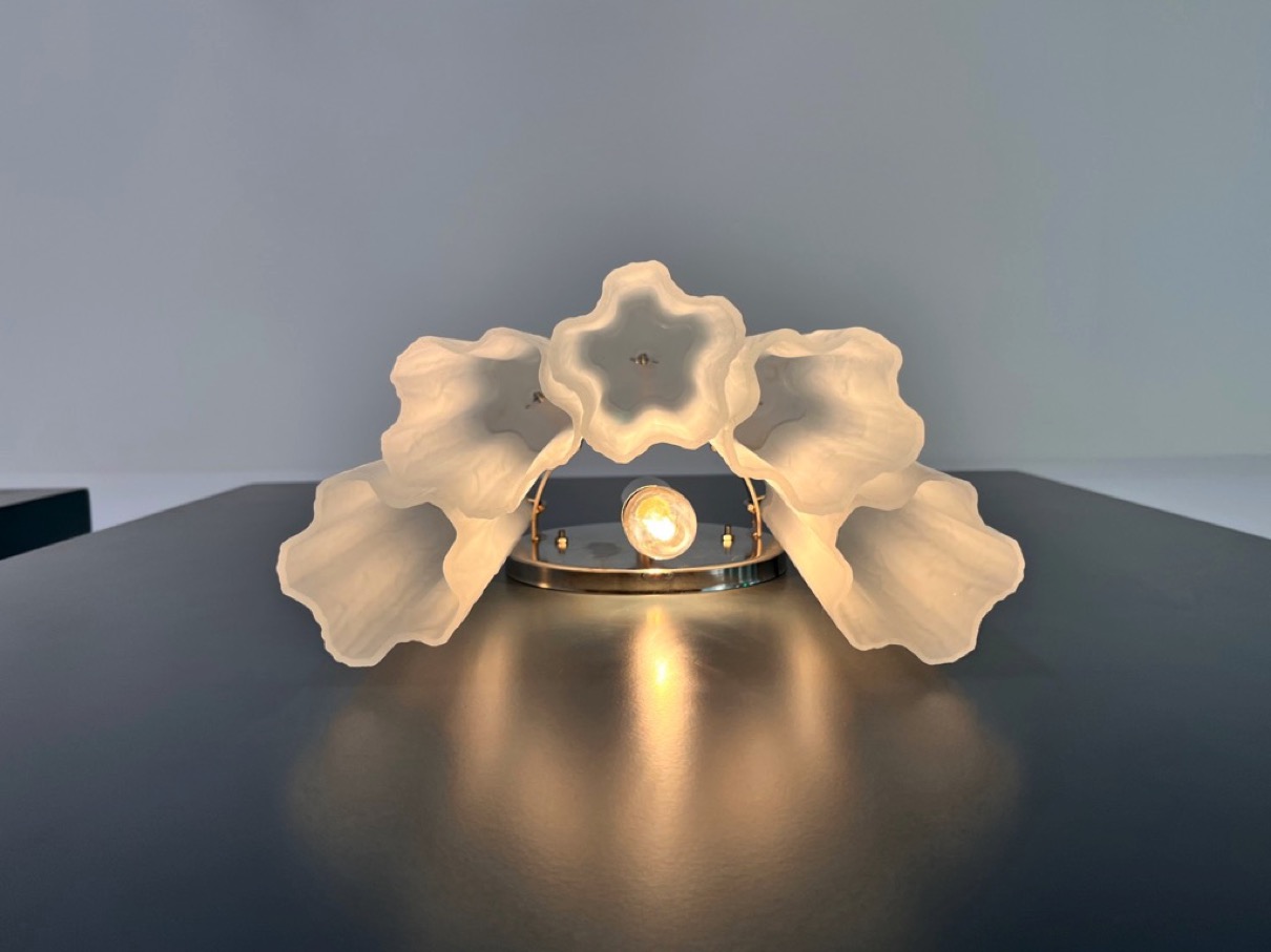 Handblown Murano Tubular Wall Sconce – 5 Glass Tubes – Set of 2 in etched glass