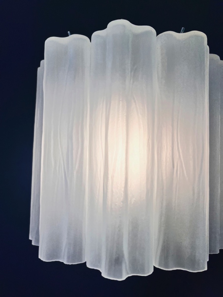 Handblown Murano Tubular Wall Sconce – 5 Glass Tubes – Set of 2 in etched glass