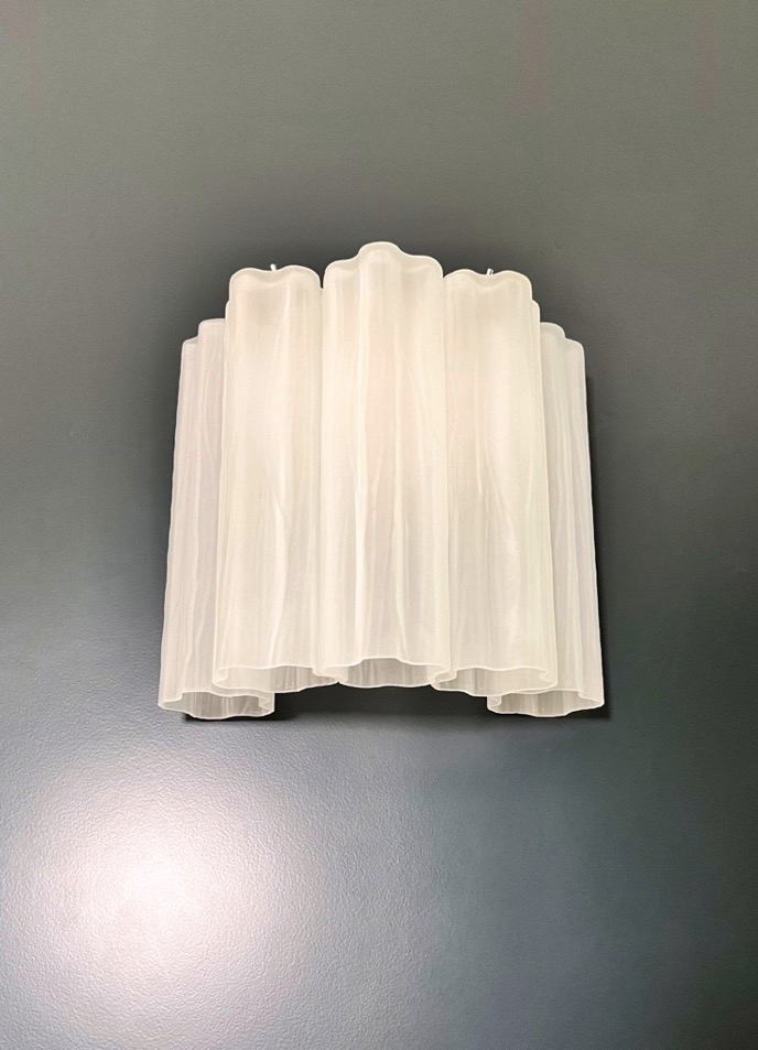 Handblown Murano Tubular Wall Sconce – 5 Glass Tubes – Set of 2 in etched glass