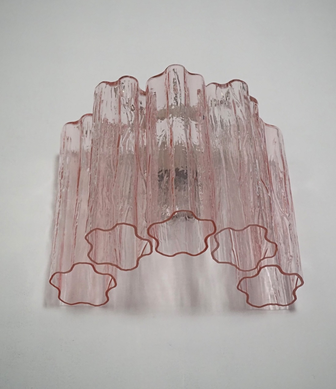 Handblown Murano Tubular Wall Sconce – 5 Glass Tubes – Set of 2 in pink glass