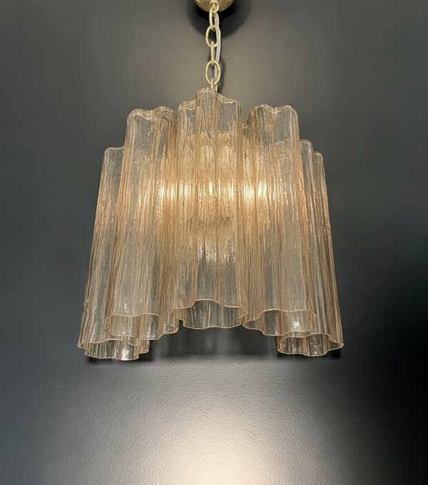 Handblown Murano Tubular Wall Sconce – 5 Glass Tubes – Set of 2 in beige glass