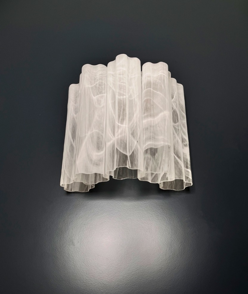 Handblown Murano Tubular Wall Sconce – 5 Glass Tubes – Set of 2 in white-alabaster glass