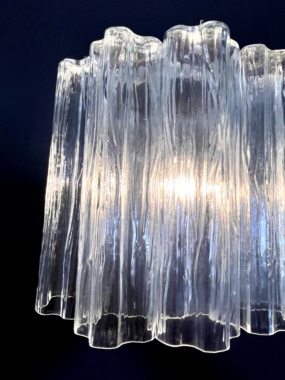 Handblown Murano Tubular Wall Sconce – 5 Glass Tubes – Set of 2 in transparent glass