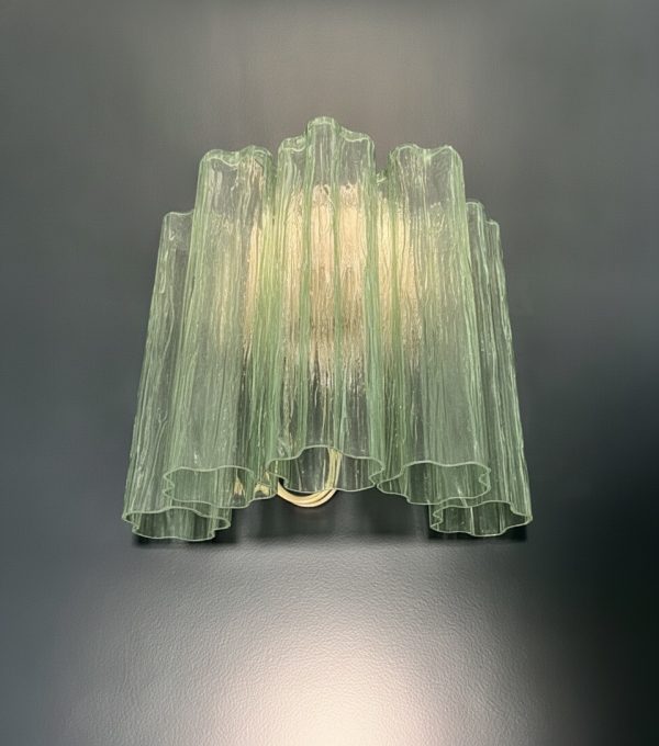 Handblown Murano Tubular Wall Sconce – 5 Glass Tubes – Set of 2 in green glass
