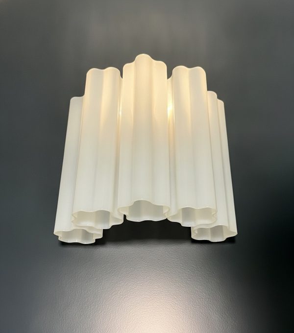 Handblown Murano Tubular Wall Sconce – 5 Glass Tubes – Set of 2 in white glass