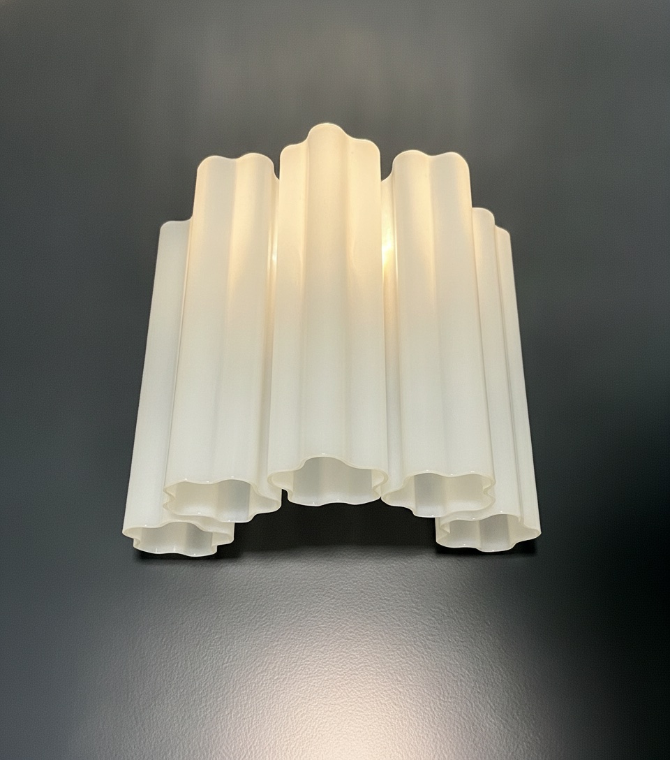 Handblown Murano Tubular Wall Sconce – 5 Glass Tubes – Set of 2 in white glass