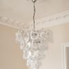 Handblown Murano Vistosi Chandelier – 50 Glasses under an ornate ceiling rose
