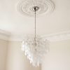 Handblown Murano Vistosi Chandelier – 57 Glasses under an ornate ceiling rose