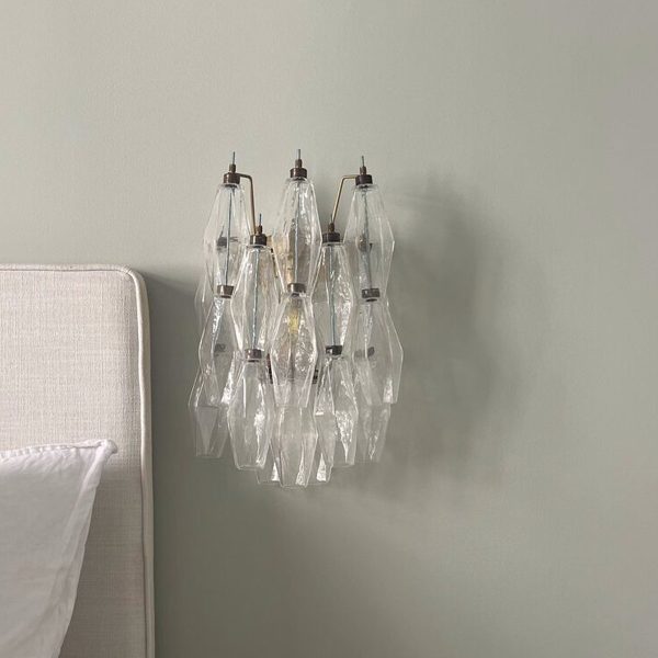 Transparent Murano Poliedri Wall Sconces – Set of 2 — handblown Murano glass, made in Italy
