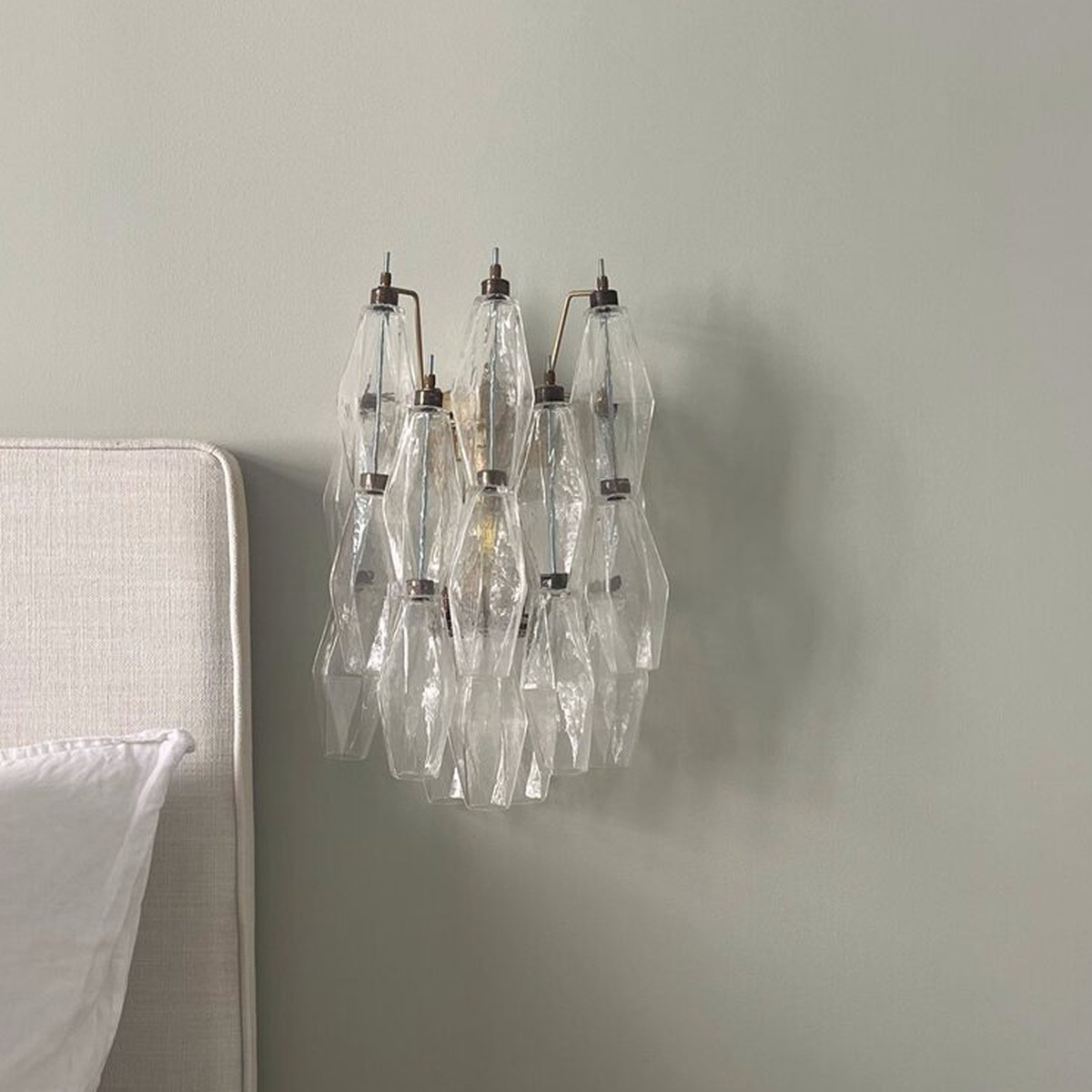Transparent Murano Poliedri Wall Sconces – Set of 2 — handblown Murano glass, made in Italy