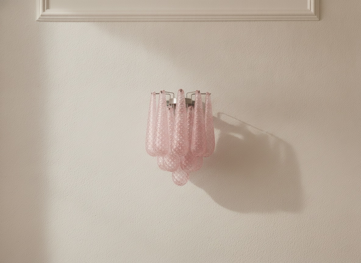 Pink Murano Drops Wall Sconce – 10 Glass Drops – Set of 2 — handblown Murano glass, made to order in Italy