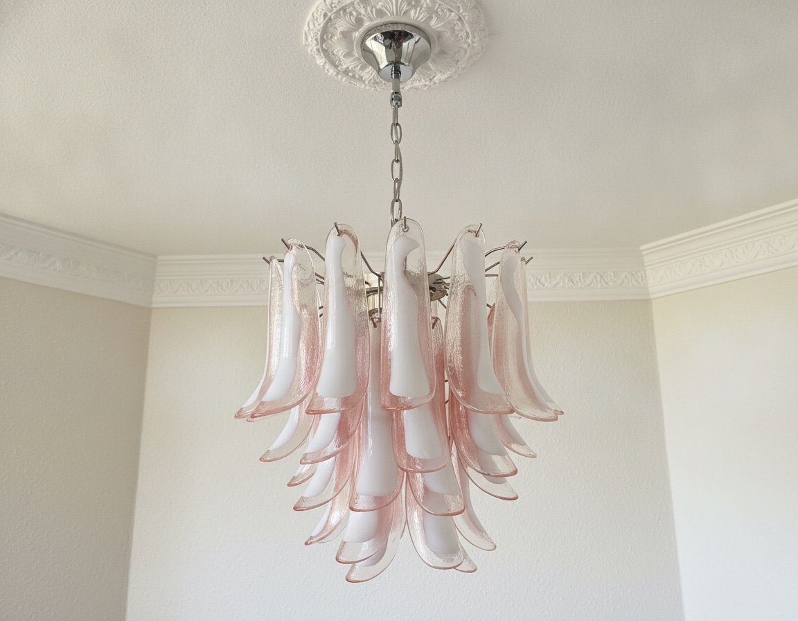 Pink Murano Petal Chandelier – 41 Glass Petals — handblown Murano glass, made to order in Italy