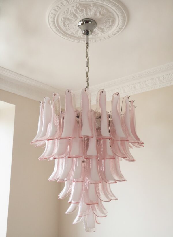 Pink Murano Petal Chandelier – 75 Glass Petals — handblown Murano glass, made to order in Italy