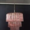 Pink Murano Tubular Chandelier – 52 Glass Prisms — handblown Murano glass, made in Italy