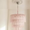 Handblown Pink Murano Tubular Chandelier 52