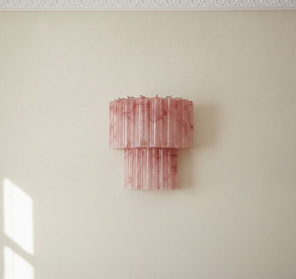 Pink Murano Tubular Wall Sconce – 13 Glass Tubes – Set of 2 — handblown Murano glass, made to order in Italy