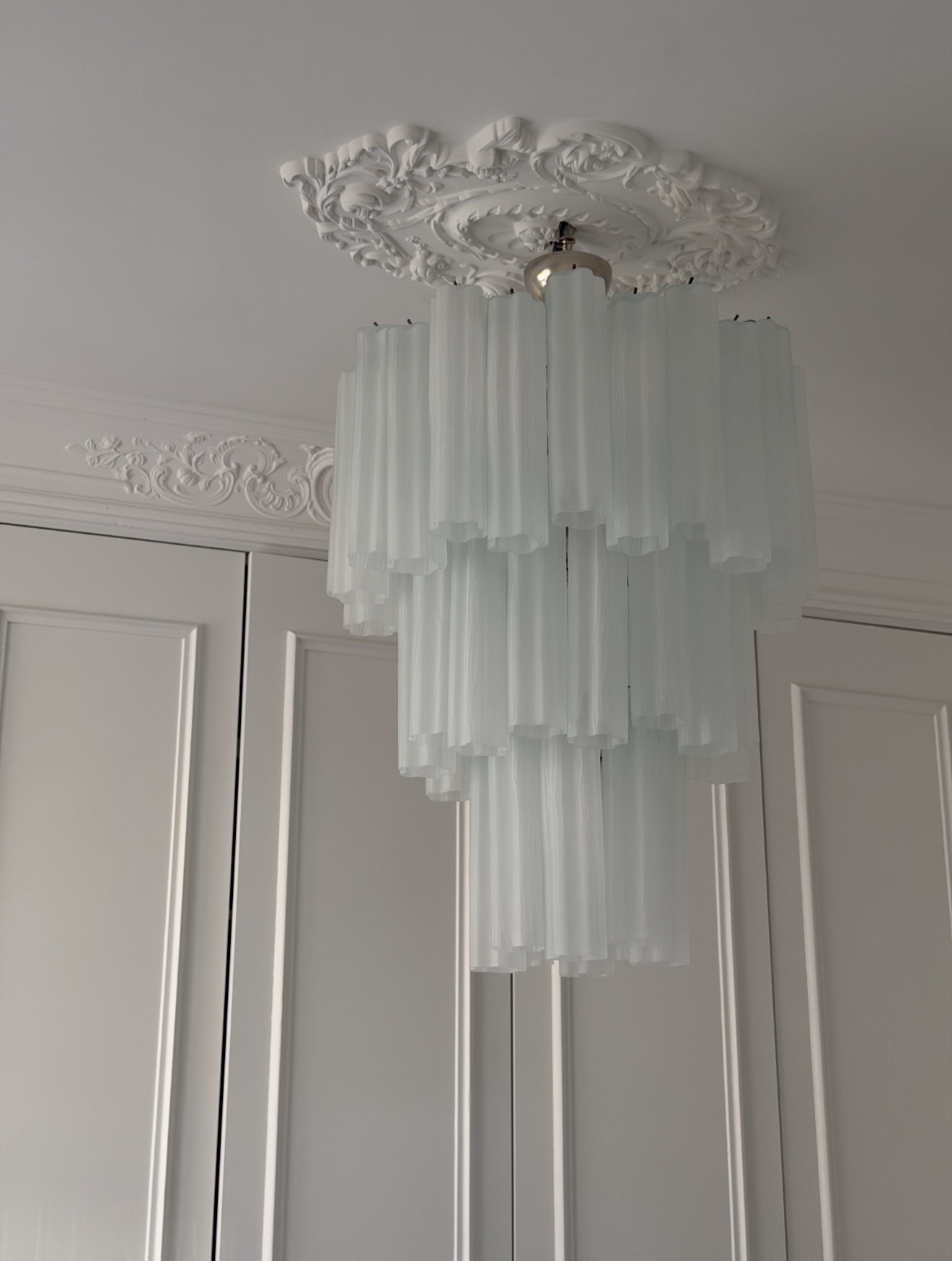 Handblown Etched Murano Tubular Chandelier – 52 Glass Prisms — Murano glass