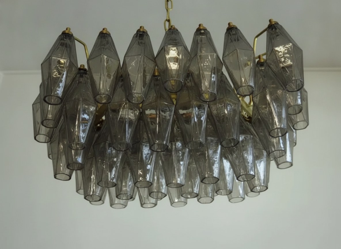 Murano Poliedri Ceiling Light – Carlo Scarpa Style — handblown Murano glass, made in Italy