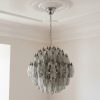 Handblown Smoked Murano Poliedri Chandelier – 140 Poliedri Glass