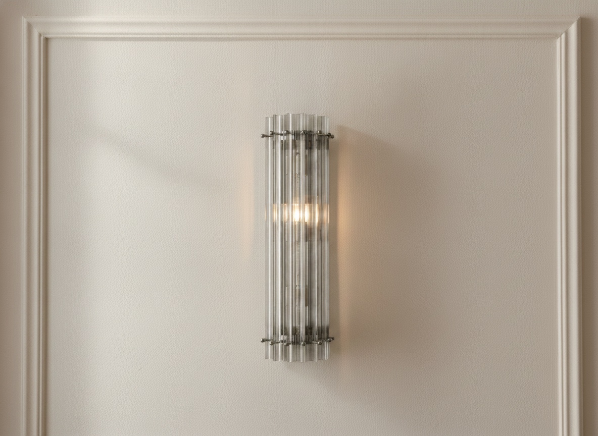 Handblown Smoked Murano Triedri Column Wall Sconces – Set of 2