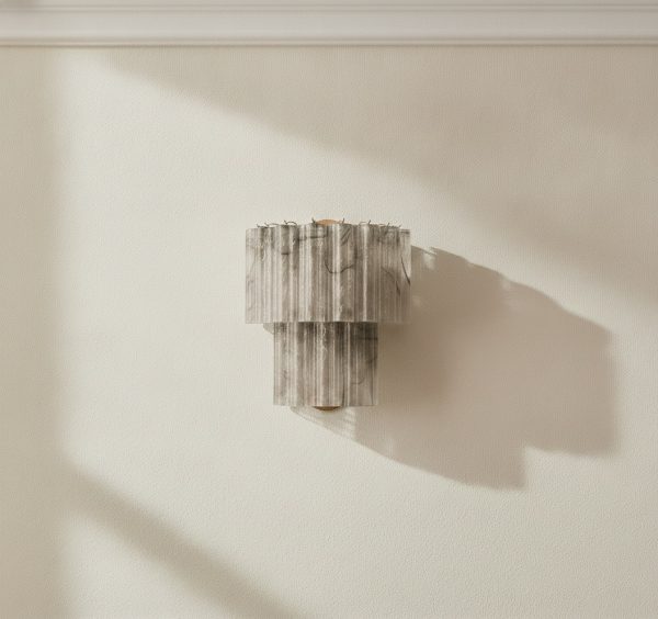 Handblown Smoked Murano Tube Wall Sconces – 13 Glass Tubes – Set of 2