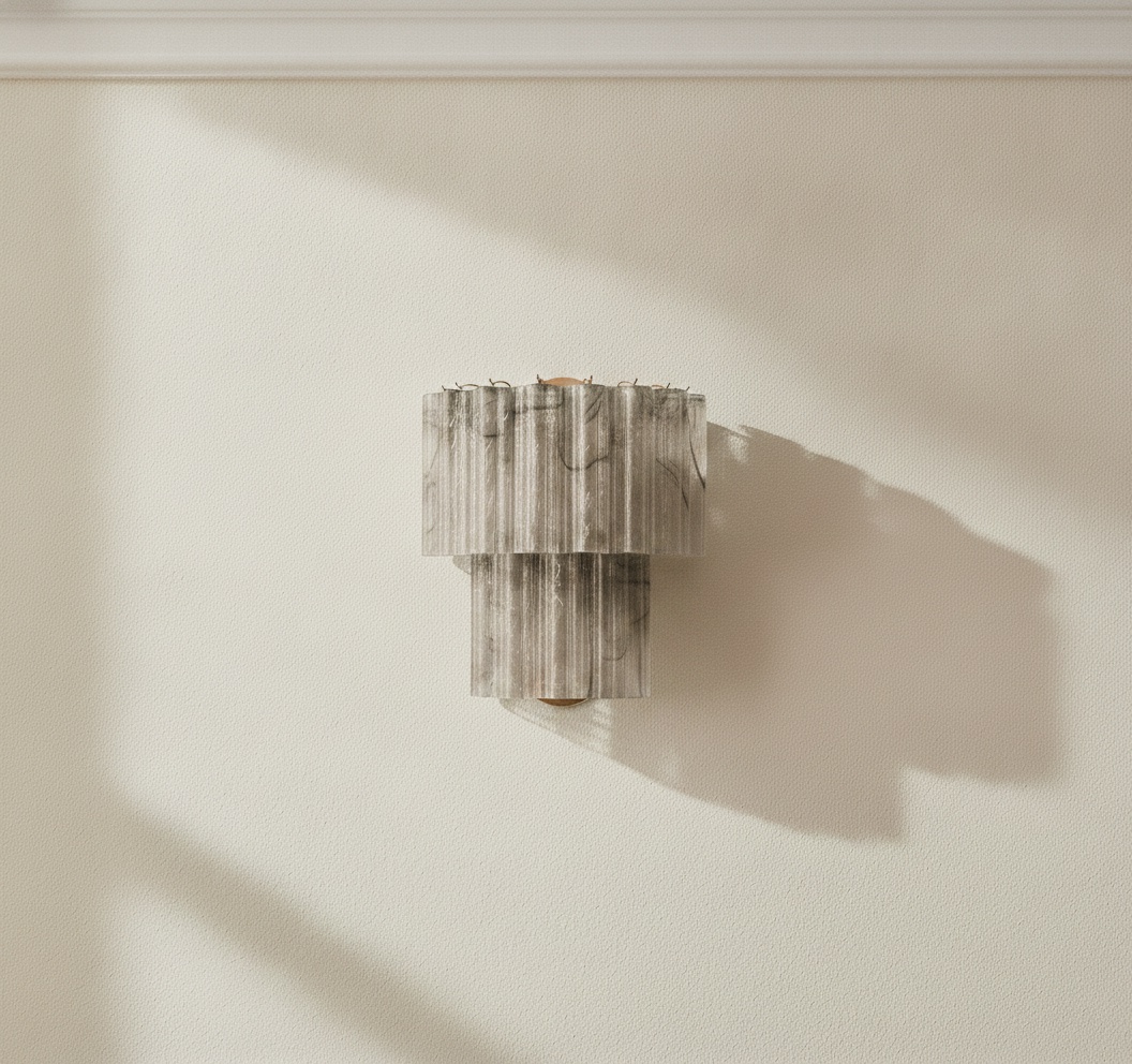 Handblown Smoked Murano Tube Wall Sconces – 13 Glass Tubes – Set of 2