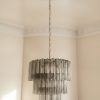 Handblown Smoked Murano Tubular Chandelier – 52 Glass Prisms