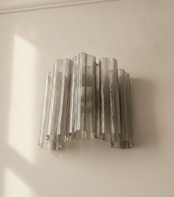 Smoked Murano Tubular Wall Sconce – 5 Glass Tubes – Set of 2 — handblown Murano glass, made to order in Italy